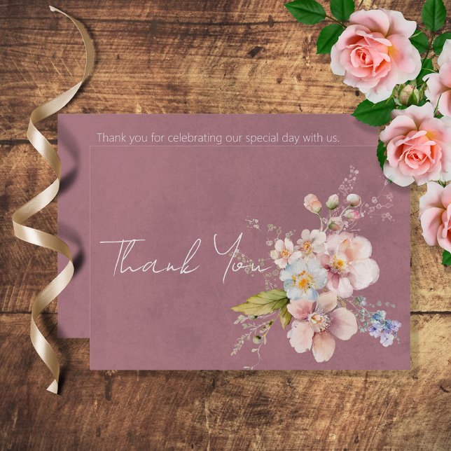 Pastel Floral Moderne Mariage rose Merci (Créateur téléchargé)