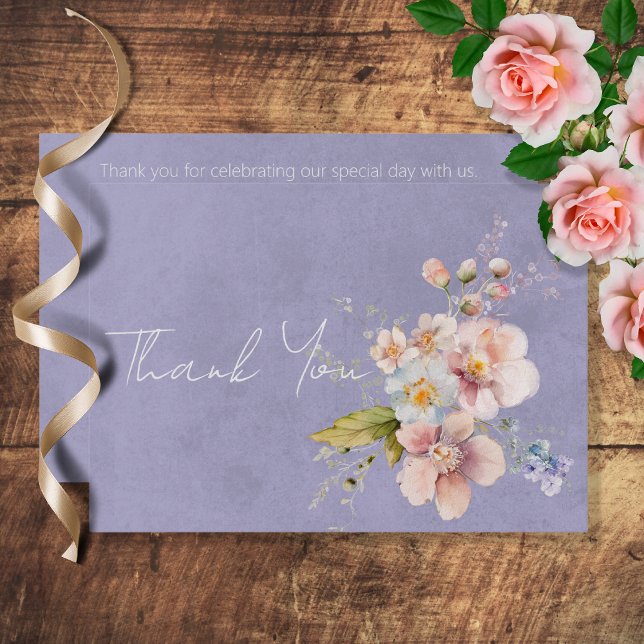 Pastel Floral Moderne violet Mariage Merci (Créateur téléchargé)
