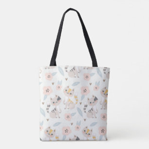 Pastel Floral Sac fourre-tout de chats - Cute Cali