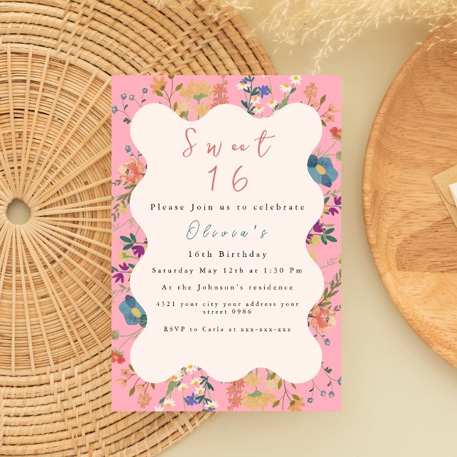 Pastel Floral Sweet 16 Invitation (Créateur téléchargé)