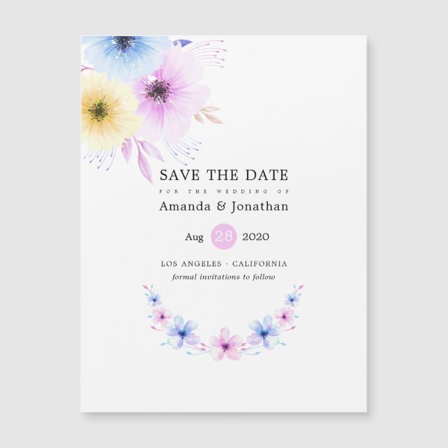 Pastel Floral Wedding Enregistrer la date (Devant)