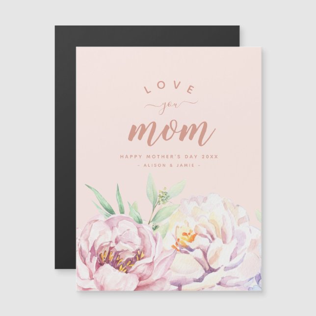 Pastel Florals Aime Maman Carte à aimant minimalis (Devant / Derrière)