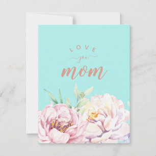 Pastel Florals Aime Maman Carte Plat Minimaliste