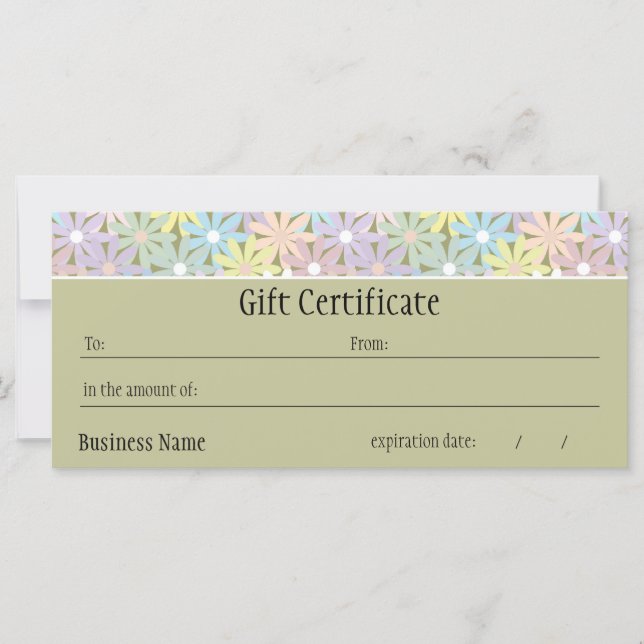 Pastel Florals Certificat cadeau (Devant)