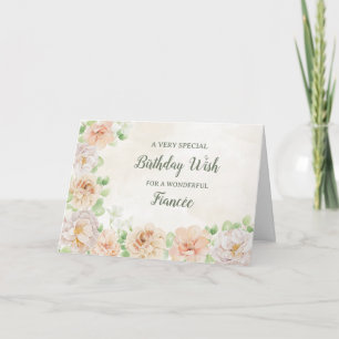 Pastel Flowers Fiancée Carte Anniversaire