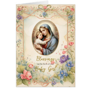 Pastel Flowers Gold Frame Félicitations Nouveau bé