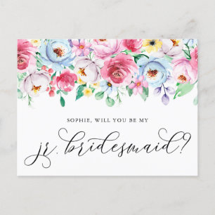 Pastel Flowers Serez-Vous Ma Carte Jr Bridesmaid