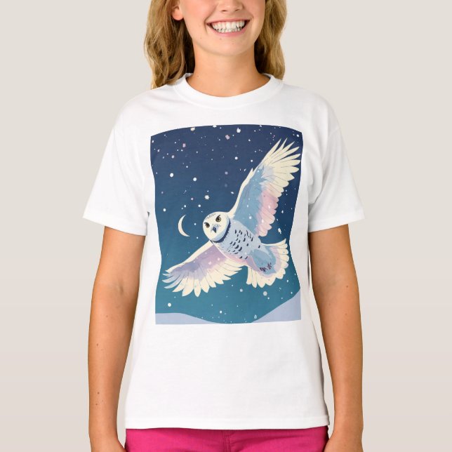 Pastel Galaxy Owl" T-shirt de base pour filles (Devant)