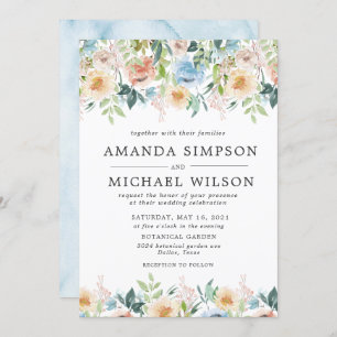 Pastel Garden Floral Élégant Mariage Invitations