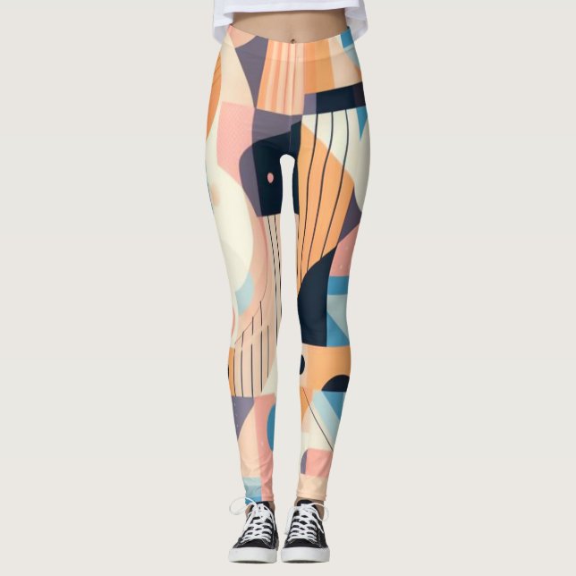 Pastel Geometrics Leggings d'entraînement pour fem (Devant)