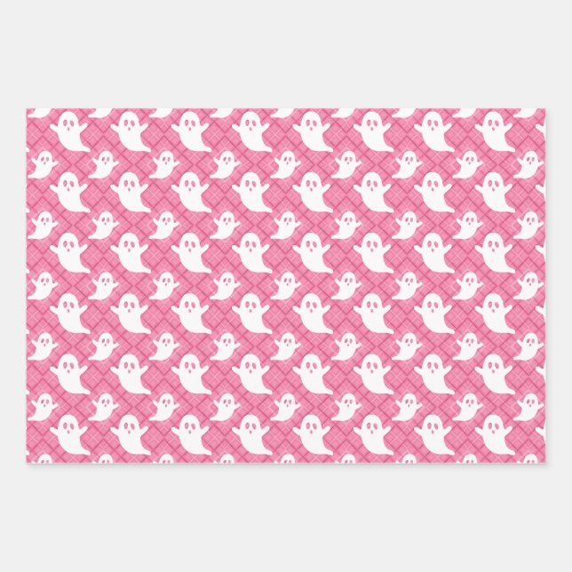 Pastel Ghosts Halloween Enveloppement Papier ensem (Devant)