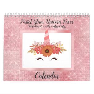 Pastel Glam Unicorn Face Au Calendrier Moderne 202