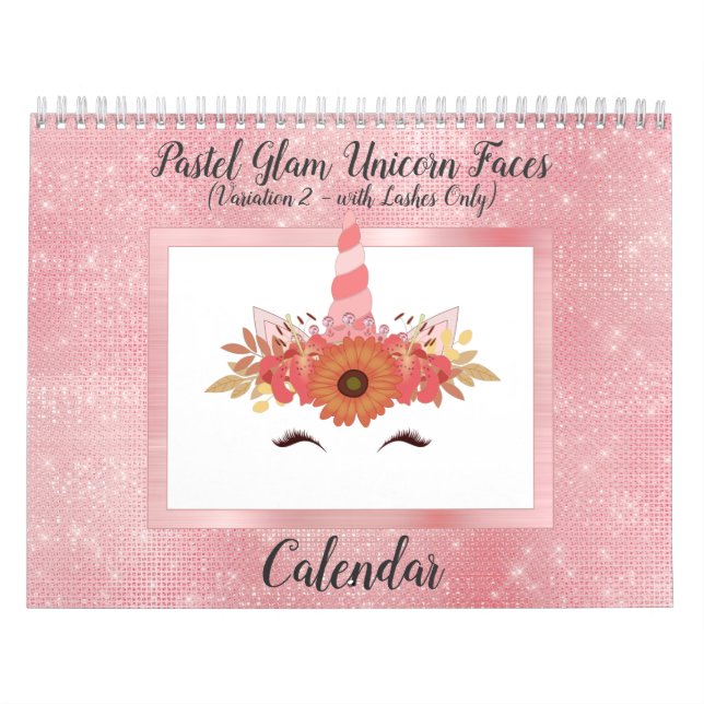 Pastel Glam Unicorn Visages amusants Calendrier mo (Protection)