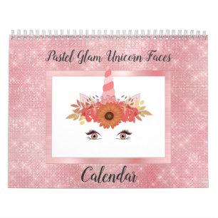 Pastel Glam Unicorn Visages amusants Calendrier mo