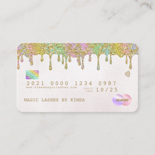 Pastel Gold Parties scintillant  Carte de visite d (Devant)