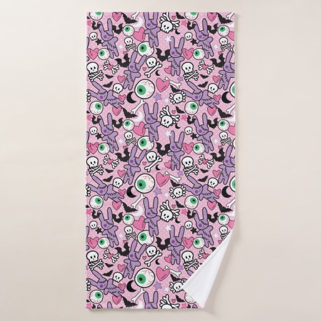 Pastel Goth Rockabilly Éffrayant Bunny (Serviette de bain)