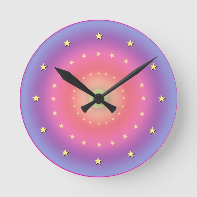 Pastel Gradient avec Étoiles horloge murale (Recto)