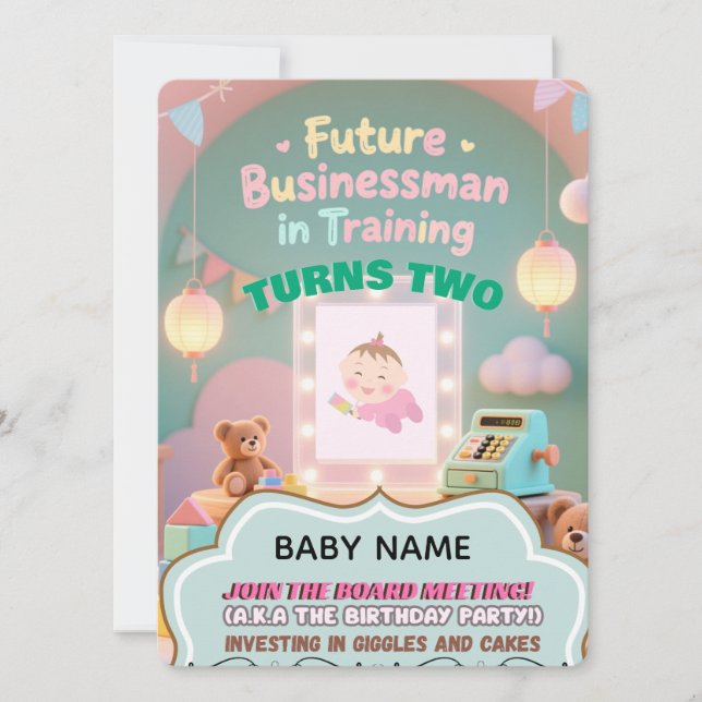 Pastel green Baby Boy Invitation d'anniversaire po (Devant)