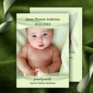 Pastel Green Baby Photo Faire-part de naissance