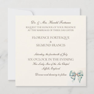 Pastel Green Bow Vintage années 1940 Faire-part de