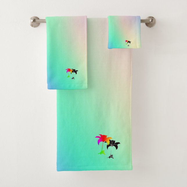 Pastel Green Rainbow Black Floral Cadeau (En situation)