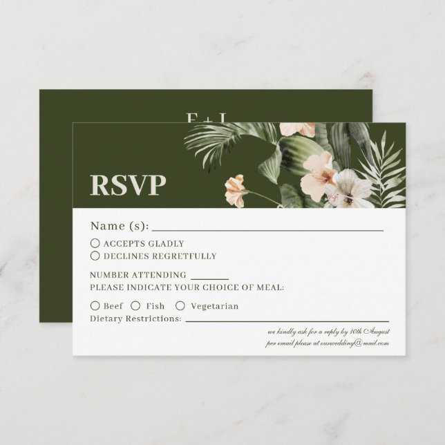 Pastel hibiscus boho tropical Mariage Carte RSVP (Devant / Derrière)