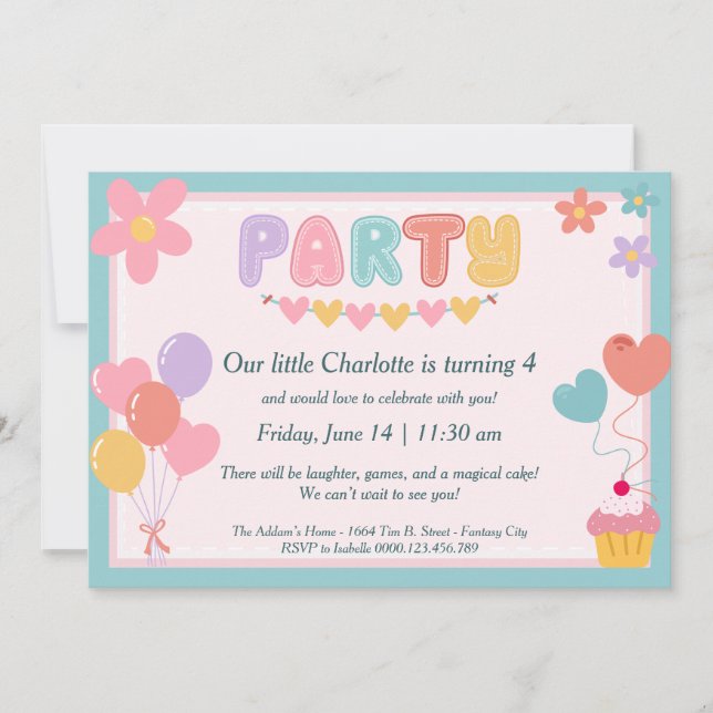 Pastel Invitation d'anniversaire (Devant)