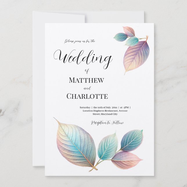 Pastel Iridescente Feuille Mariage Dreamy Pastels (Devant)