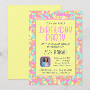 Pastel Jaune Confetti Invitation de fête d'anniver