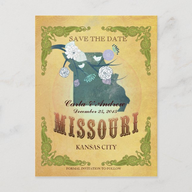 Pastel Jaune Save The Date - Carte Avec De Jolies  (Devant)