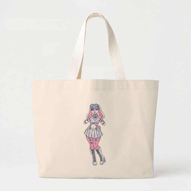Pastel Kawaii Bunny Girl Sac fourre-tout de la fle (Devant)