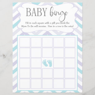 Pastel Lavender et Aqua Zig Zag Baby Bingo