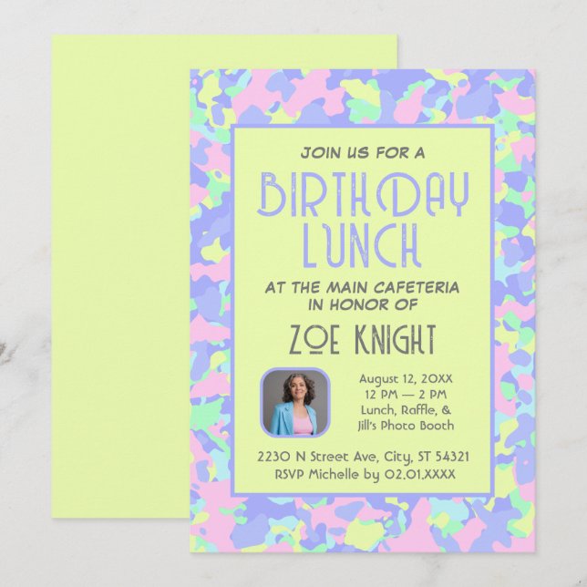 Pastel Lime Confetti Invitation de fête d'annivers (Devant / Derrière)