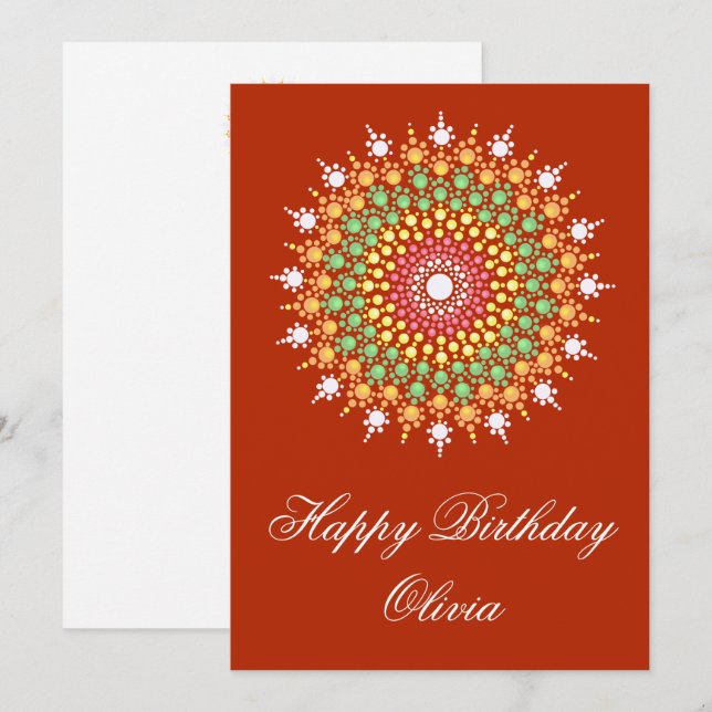 Pastel Mandala Bonne Carte Anniversaire (Devant / Derrière)