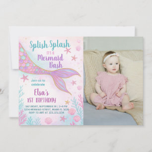Pastel Mermaid Invitation d'anniversaire