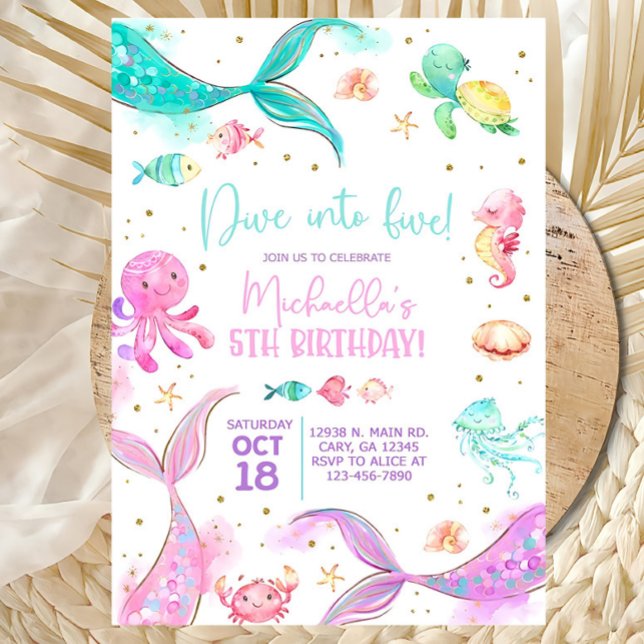 Pastel mermaid pile fille invitation (Créateur téléchargé)