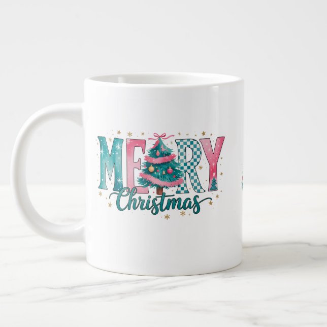 Pastel Merry Christmas Jumbo Mug (Gauche)