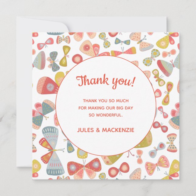 Pastel moderne Motif papillon graphique Merci (Devant)