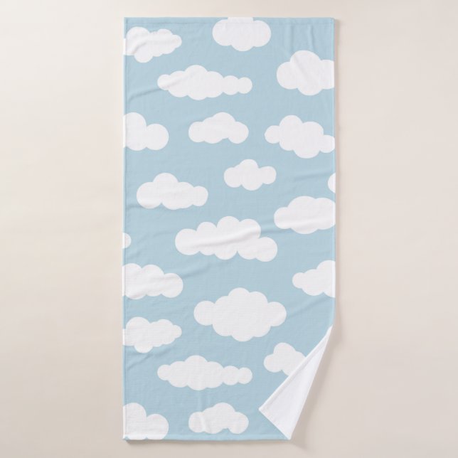 Pastel Nuages Bébé Esthétique Bleu Et Blanc (Serviette de bain)