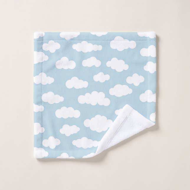 Pastel Nuages Bébé Esthétique Bleu Et Blanc (Gant de toilette)