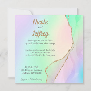 Pastel Ombre Agate Élégant Mariage Invitation