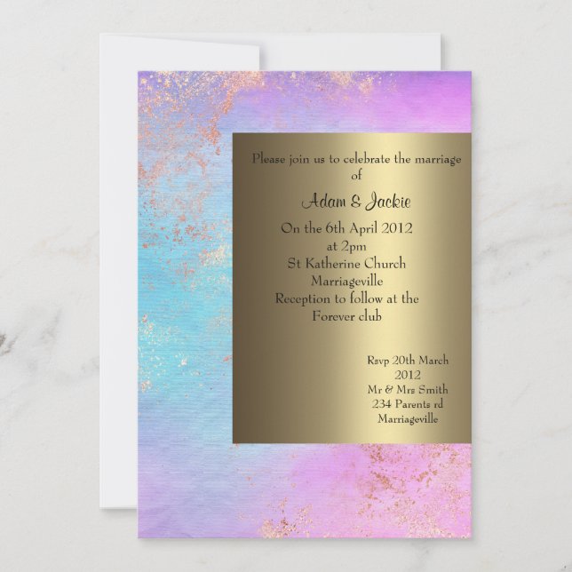 PASTEL OR FAIRE-PART DE MARIAGE NOUVEAU (Devant)