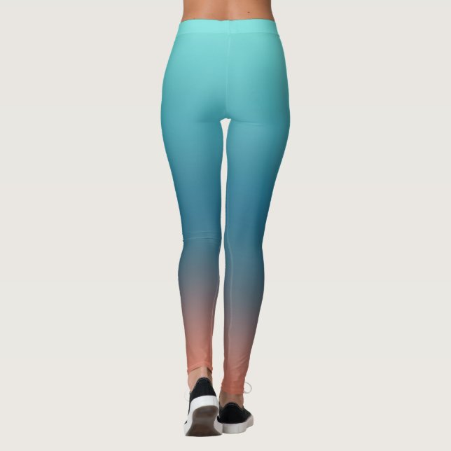 Pastel Pale Corail Turquoise Leggings d'Art Abstra (Dos)