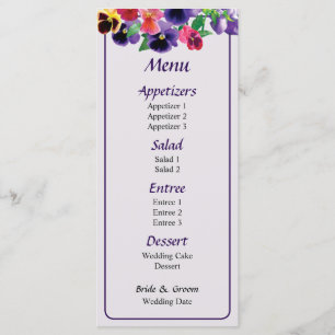 Pastel Pansies Menu Mariage
