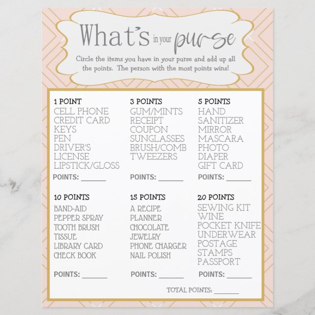 Pastel Peach and Gold Whats In Your Purse (Devant)