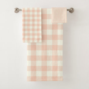 Pastel Peach En vichy Buffalo Check Plaid Motif  