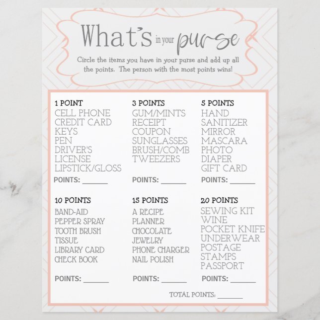 Pastel Peach et Crème Whats In Your Purse (Devant)