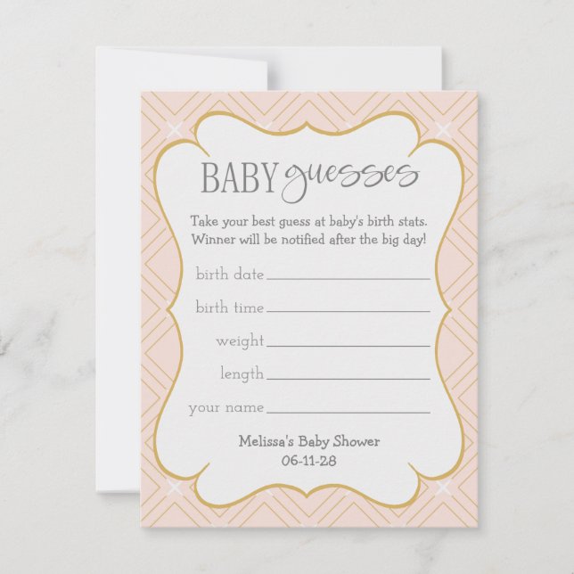 Pastel Peach et Géométrique Or Bébé Suppositions (Devant)