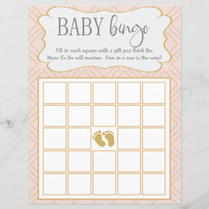 Pastel Peach et Gold Geometry Baby Bingo