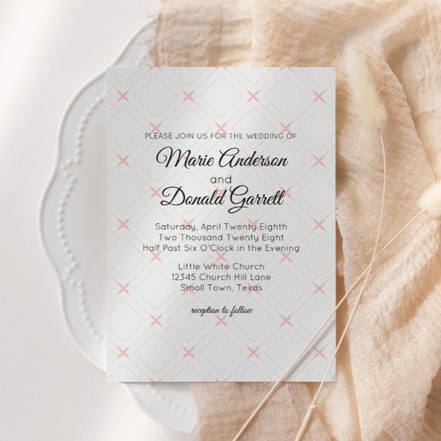 Pastel Peach Faire-part de mariage à la crème géom (Créateur téléchargé)